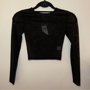 Black Sheer Rhinestone Windsor Top